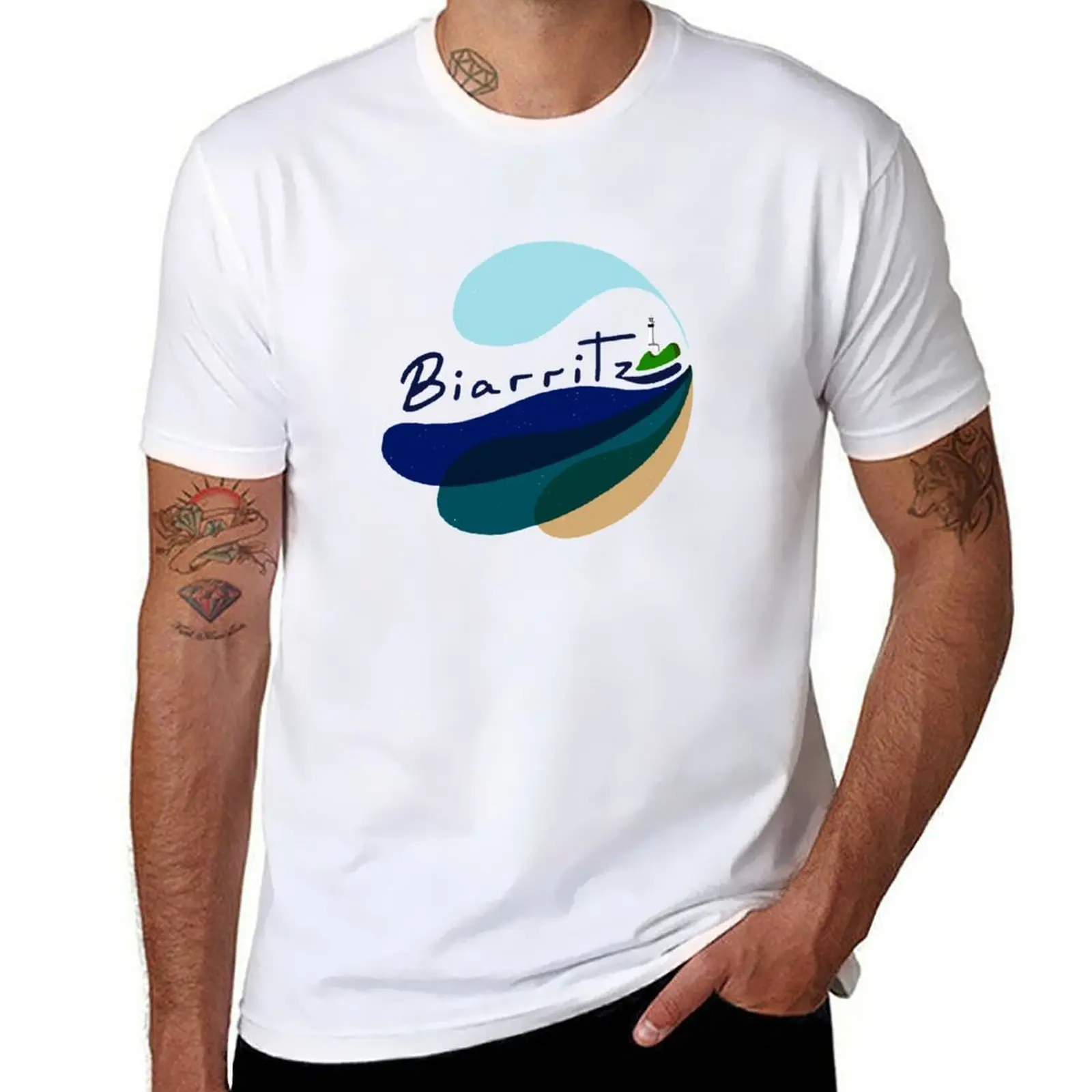 Biarritz logo Plage du Miramar Pays camiseta Basca camisetas para hombre gráfico vintage esencial camiseta