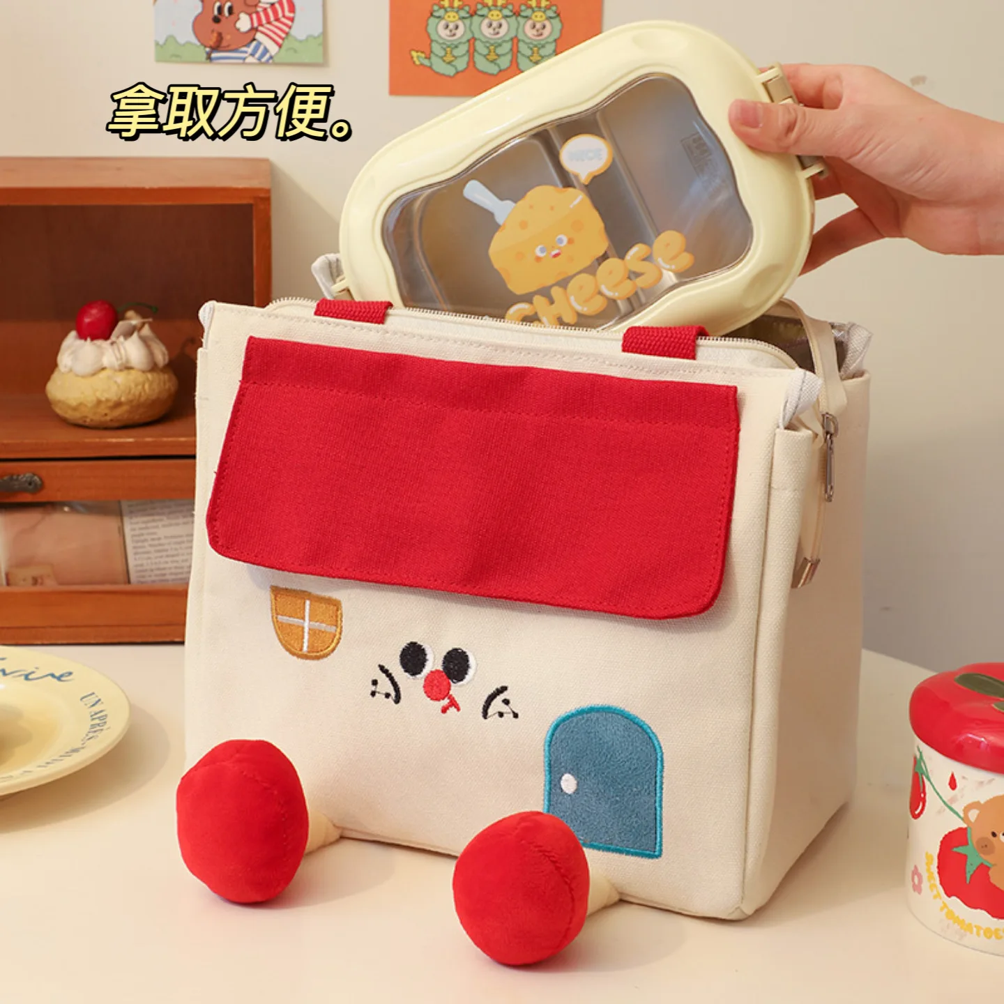 Thick hand-held lunch box bag for office workers, portable large lunch box bag, high aesthetic aluminum foil insulated bag