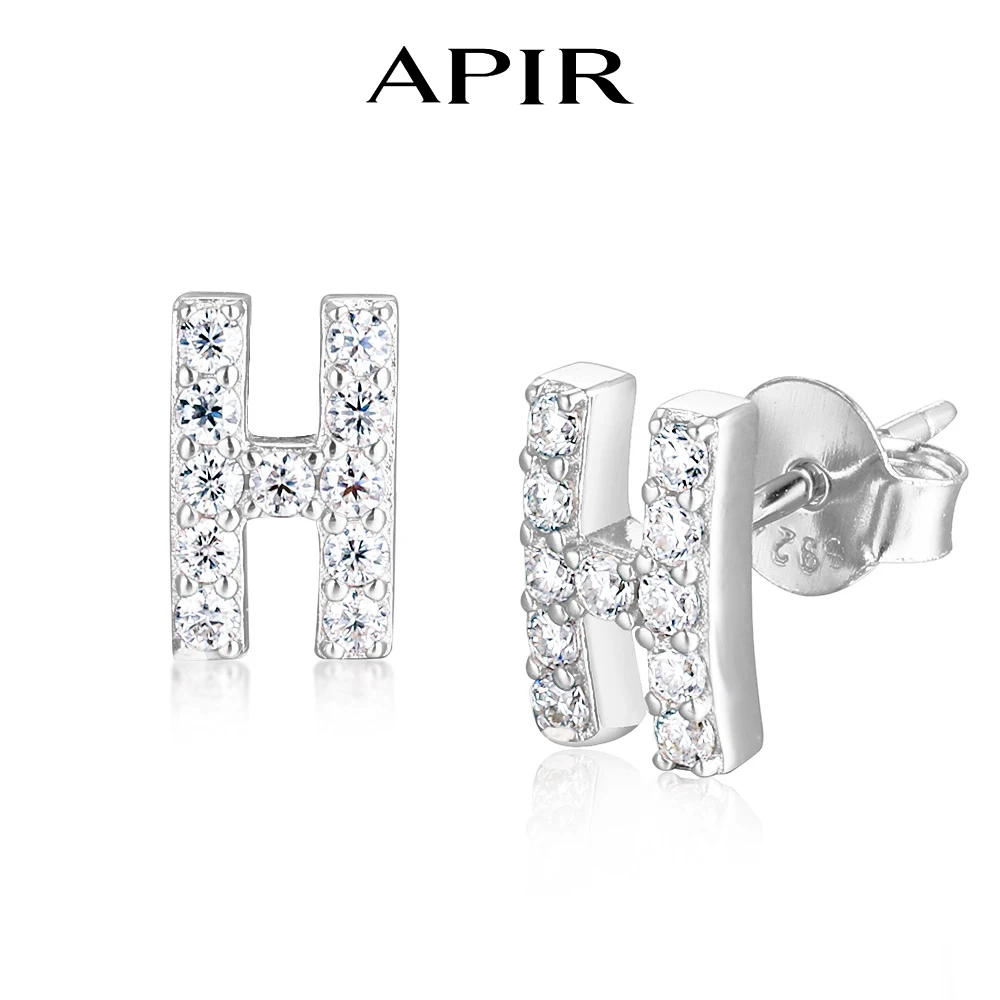 APIR D Farbe VVS1 Moissanit 26 Buchstaben Ohrstecker für Damen und Herren, Funkelnde Diamant-Ohrstecker, Alltagsschmuck, Geschenk für Freunde