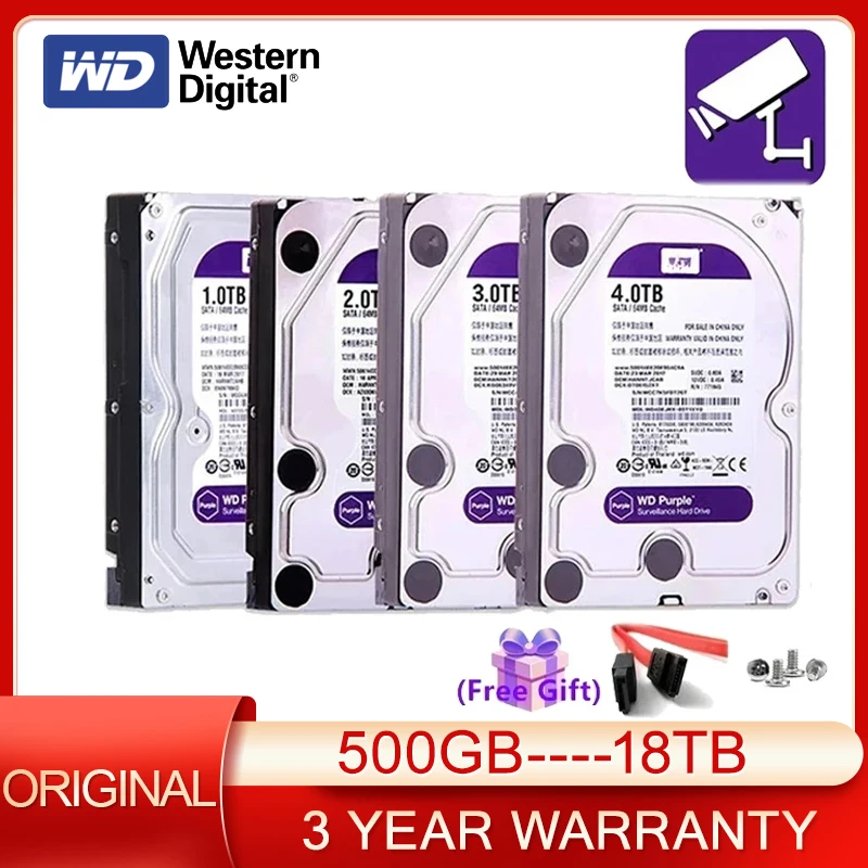 WD Purple 500GB 1T 2T 3T 4T 6T 8T 10TSurveillance Internal Hard Drive Disk 3.5