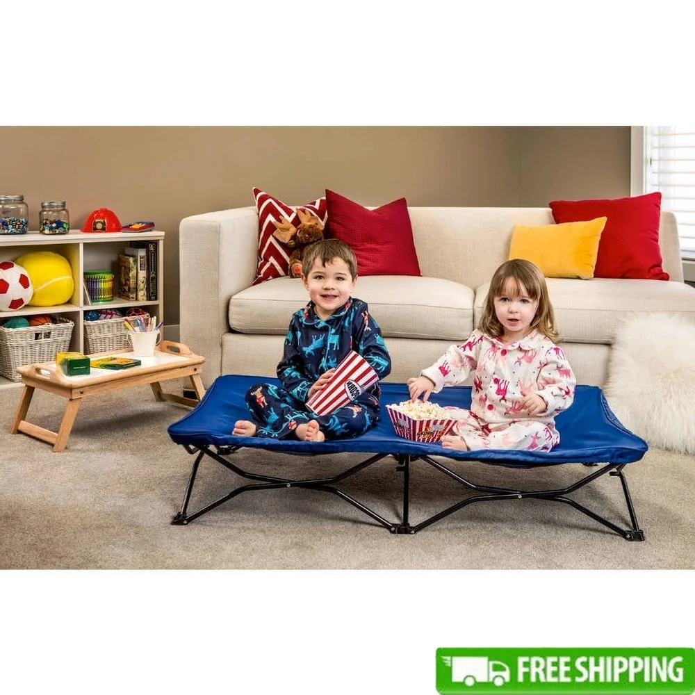 

Portable Toddler Bed Lightweight Travel Cot with Fitted Sheet Waterproof Canvas Naptime Sleepovers Camping Ages 2-5