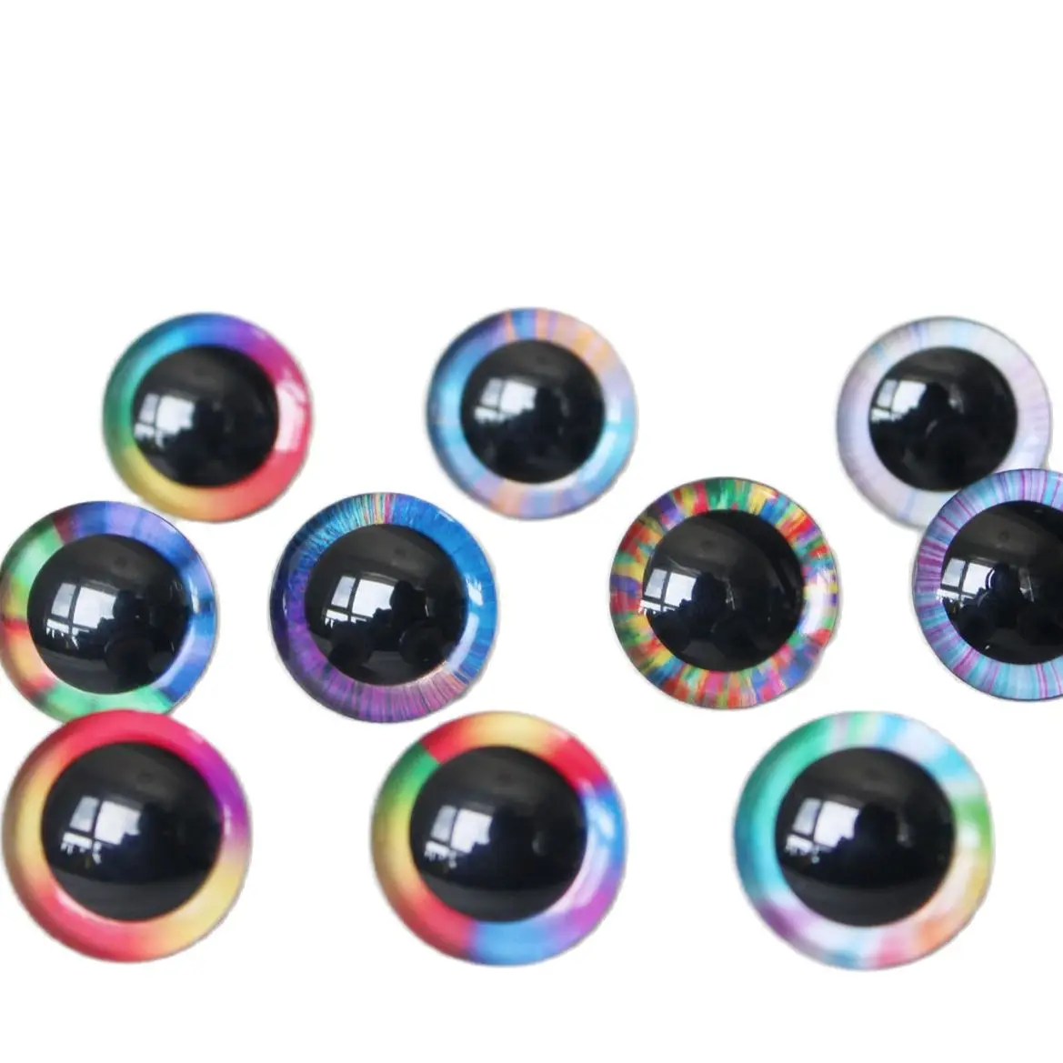 100pcs  9MM12mm 14mm 16mm 18mm 20mm 25mm 30mm 35  3D rainbow colors toy safety eyes doll eyes +  washer for  diy plush doll--R12