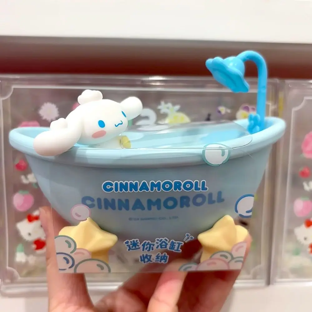 Kawaii HelloKitty Mini Bathtub Storage Sanrio Kuromi My Melody Cartoon Anime Desktop Organizer Cute Decor for Small Items