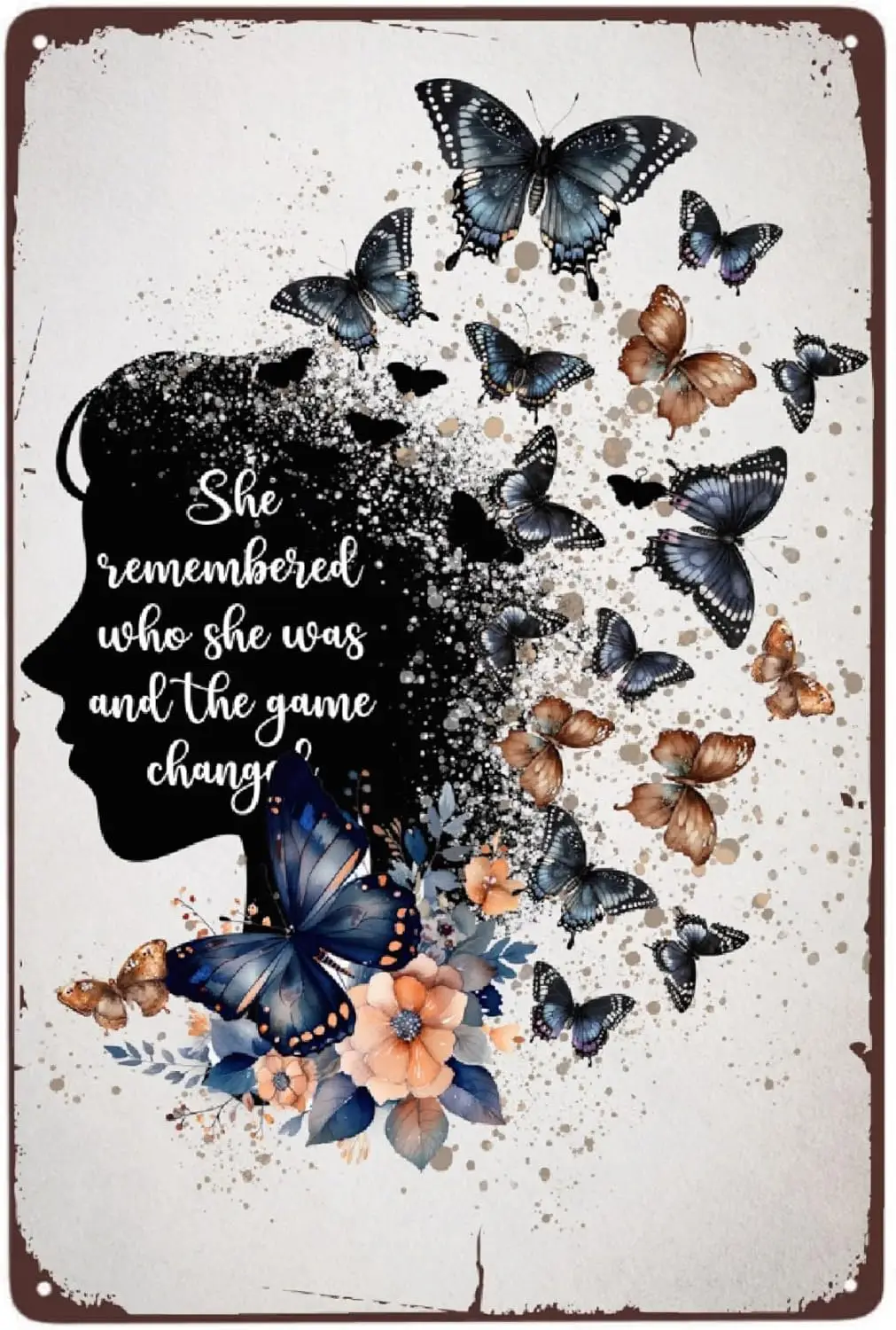 JOCASA Female Quotes Vintage Metal Poster Sign Decor-She Remembered Who She Was and The Game Changed Retro Aluminum Metal Tin