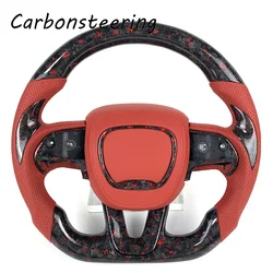 Cars Accessories For Dodge Customized Forged Carbon Fiber Steering Wheel For SRT Charger Challenger Hellcat Custom LED install