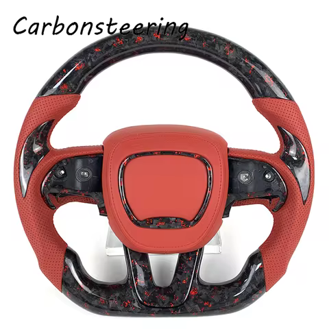 Cars Accessories For Dodge Customized Forged Carbon Fiber Steering Wheel For SRT Charger Challenger Hellcat Custom LED install