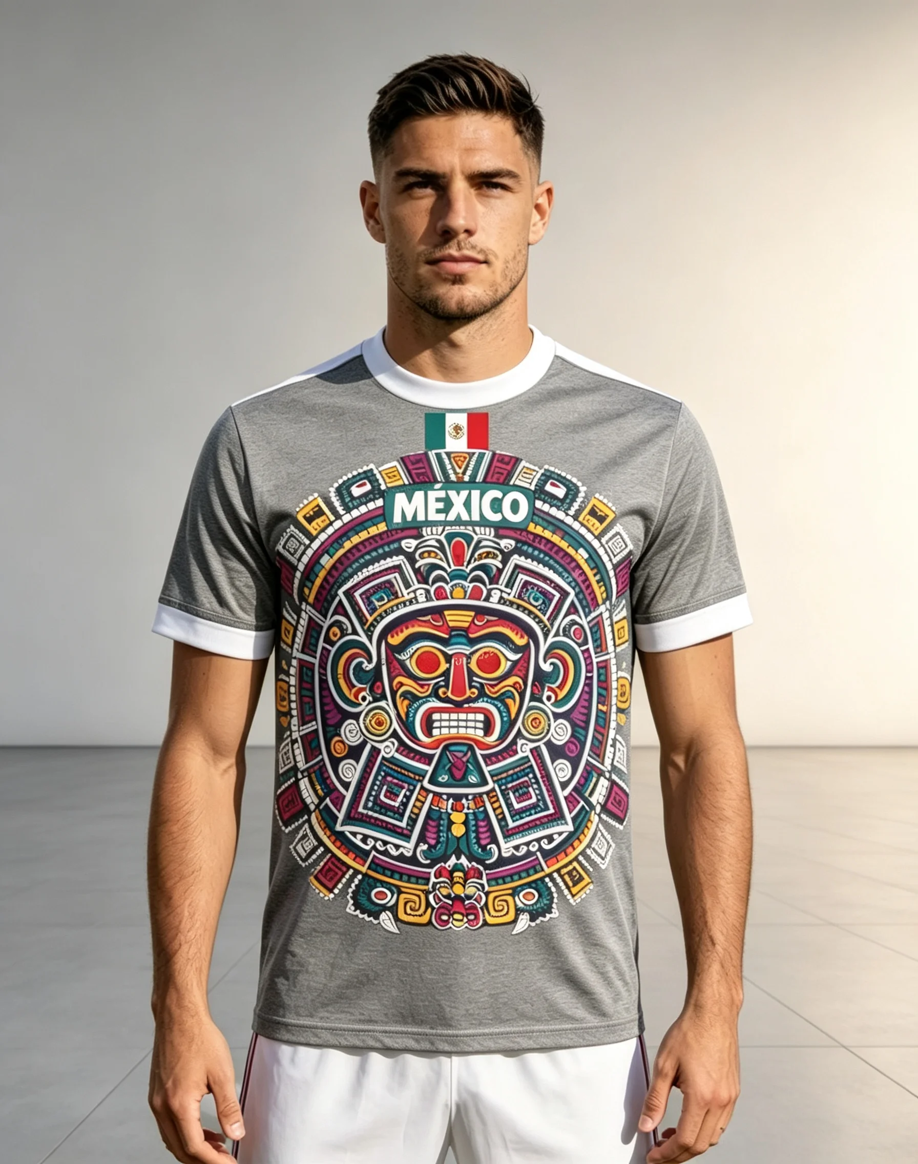 2026 Mexican flag print sports T-shirt, 3D eagle pattern unisex sports short-sleeved shirt