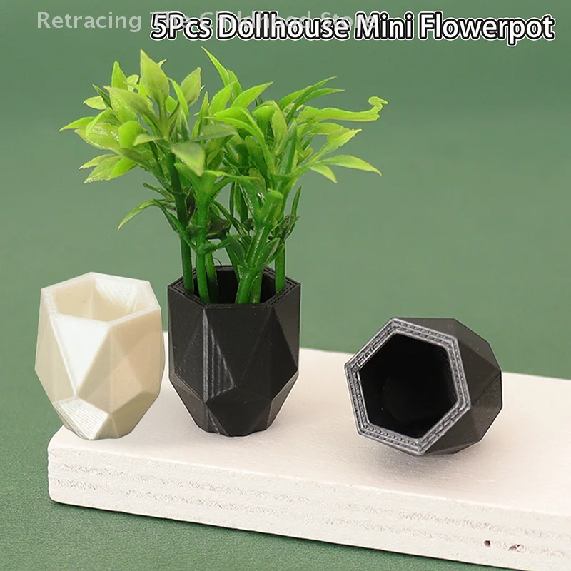 

5Pcs/set 1/12 Dollhouse Flower Pot Model Mini Doll House Scene Decor Accessories Living Room Decoration Toy Pretend Play Toy