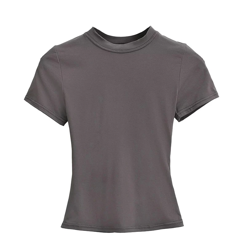 2025 New High Quality Casual T shirt Sexy Slim Short Sleeves Fashion Trend Solid Women Clothing y2k Tops, image 10