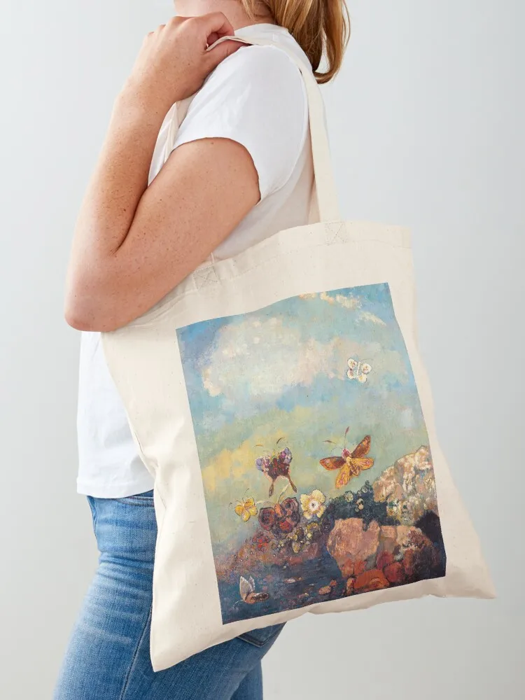 Butterflies, Odilon Redon Tote Bag Lady bag Handbags Canvas Tote Bag