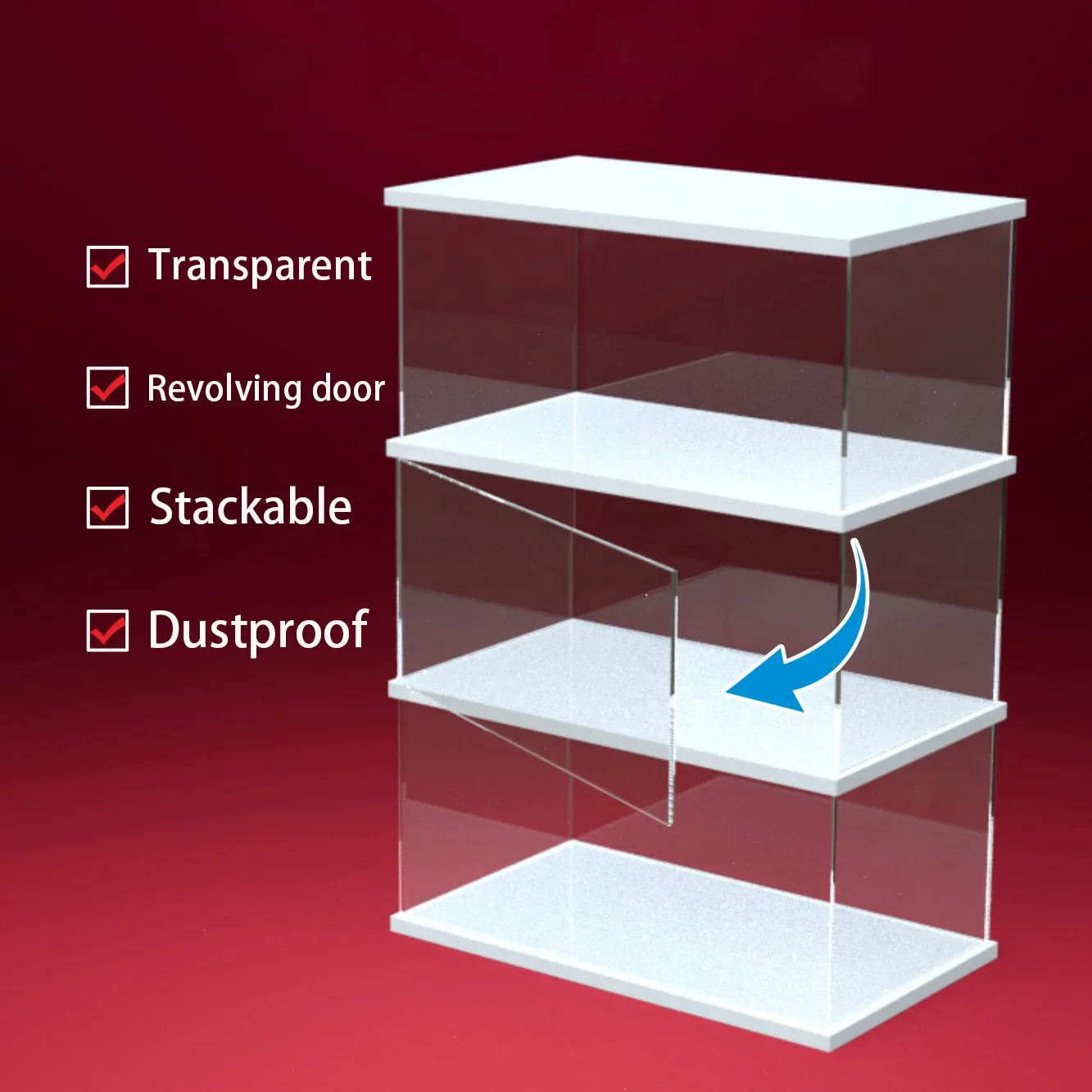 1 Piece of Clear Acrylic Figure Display Cabinet for Collections, Storage Box with Door for Toys, Car Models Showcase