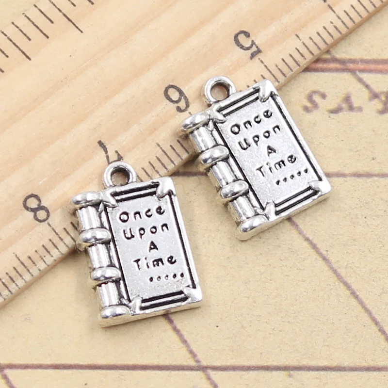 10pcs Charms Story Book Once upon a time 18x12mm Tibetan Silver Color Pendants Antique Jewelry Making DIY Handmade Craft