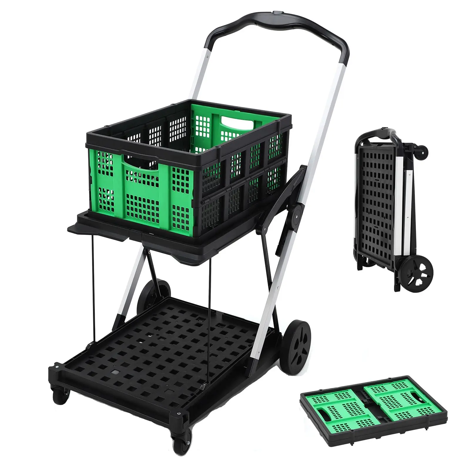 8-in-1 Foldable Shopping Cart, 200LBS Portable Grocery Cart on Wheels