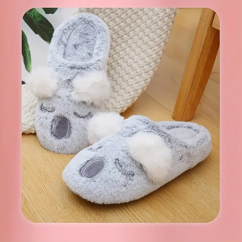 

Плюшевые флисовые тапочки с милыми животными для мужчин и женщин — мягкие и теплые зимние домашние тапочки, удобное меховое украшение,