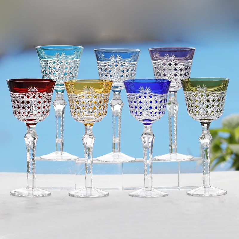 

Multi-color Crystal Glass Goblet Red Wine Glasses Edo kiriko High Value Party Grape Champagne Glass Cocktail Set Furniture Items