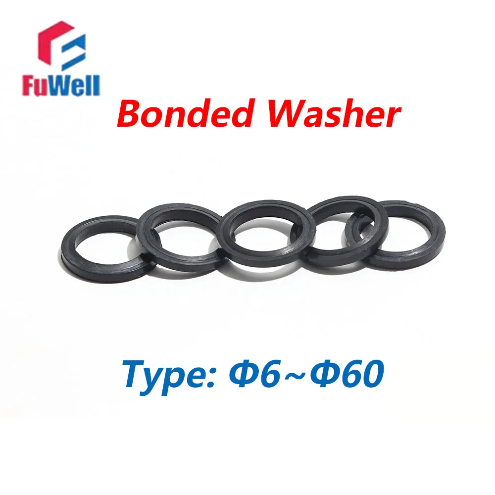 Fuwell 10pcs Enclosed Combined Gasket Nitrile Rubber and Metal Seal O Ring JB982-77 Oil Drain Plug Gasket M6/M8/M10/M20-M65