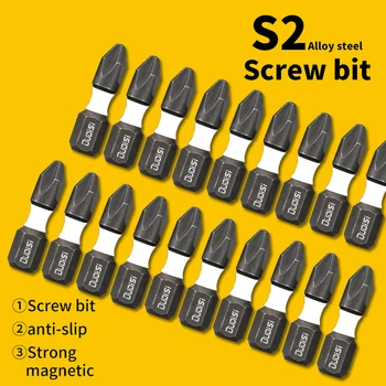 Destornillador eléctrico de bobina magnética fuerte de acero de tungsteno de 5-20 piezas con destornillador eléctrico de cabeza cruzada, eléctrico manual de alta dureza