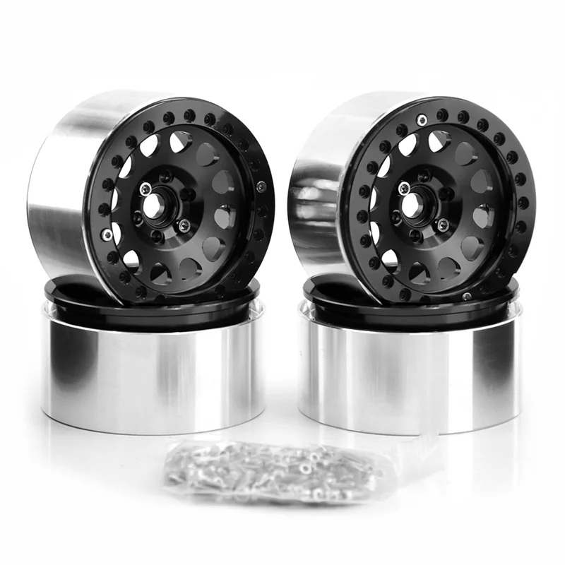 4Pcs 2.2inch Beadlock Wheel Rim Wheel Hub for 1/10 RC Crawler Car Axial SCX10 Wraith Capra RR10 RBX10 Traxxas TRX4, 3