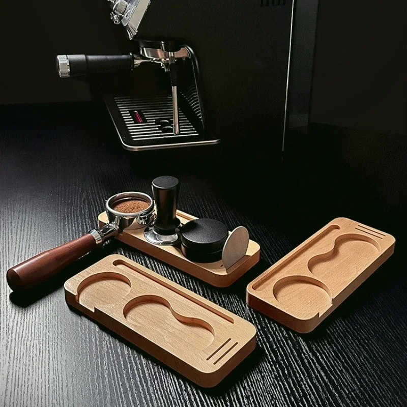 51/53/58mm Wooden Coffee Tamper Mat Station Stand Coffee Portafilter Organizer Espresso Distribution Lever Filter Screen Holder