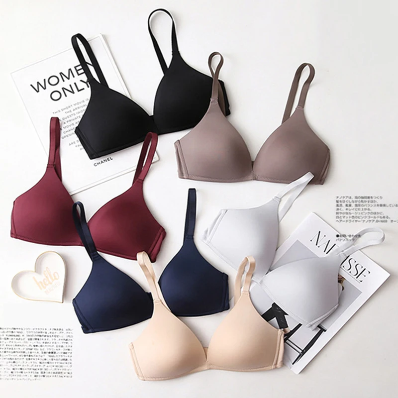 

Women One Piece Seamless Push Up Wireless Bras No Wire Brassiere A B Cup Underwear Sexy Bralette Three Quarters 3/4 Cup Lingerie