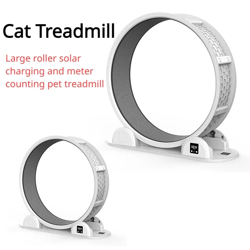 Cat Sport Treadmill Large Roller Solar Charging Countable Meters Cat Treadmill Pet Treadmill No Backlight 5-digit Display Screen