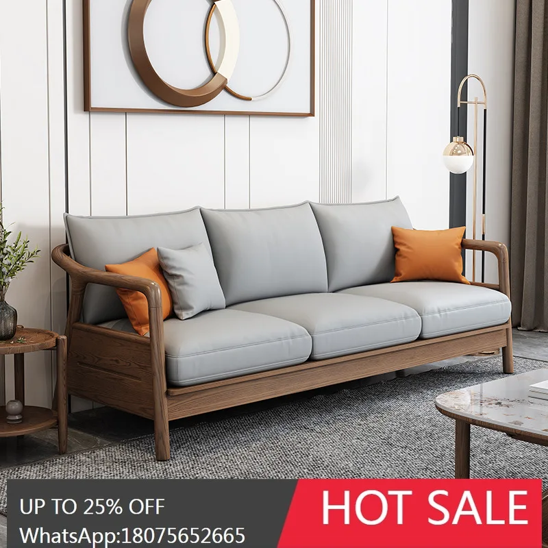 

SGF Winter and Summer Dual-use Leather Sofa Full Solid Wood casual Modern Sofa
