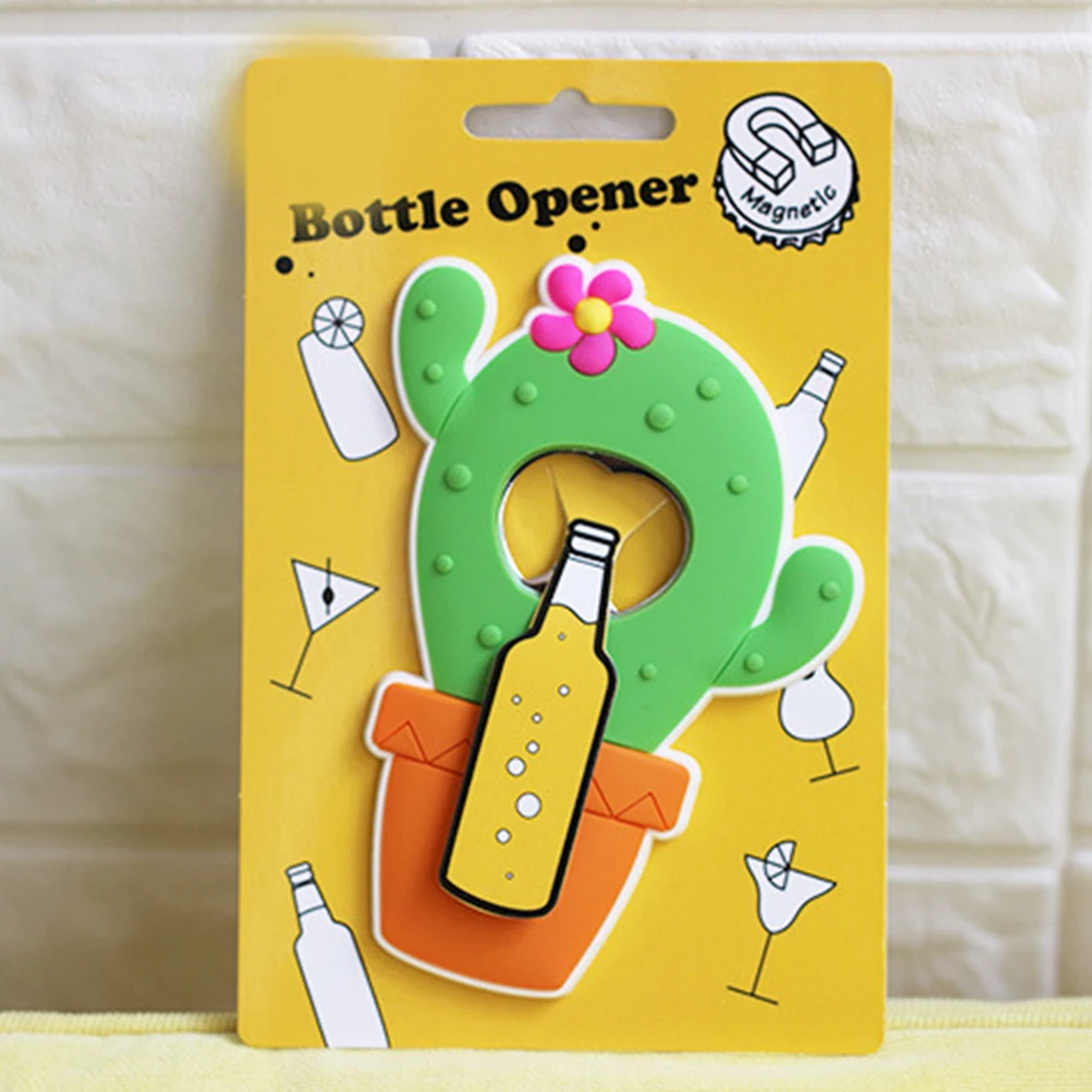 

2 PCS Cactus Bottle Opener Refrigerator Stickers Lid Remover Openers Fridge Magnet Magnetic