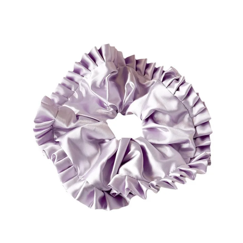 رباط شعر دانتيل مطوي باليه أنيق جديد كبير من الساتان الفرنسي حلقة كبيرة ربطة رأس كروية شريط مطاطي للشعر
