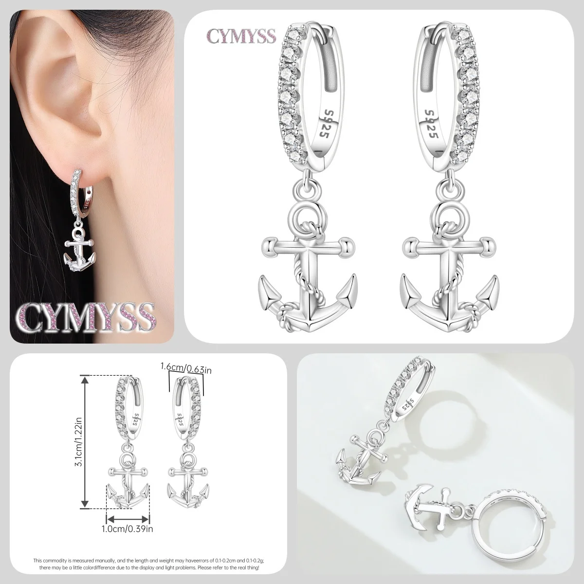 Original 925 Sterling Silber Sterne Mond Bunter Herz-Zirkon Satelliten-Ohrringe Schmuck Creolen für Damen Party Trendige Geschenke – Detail 34