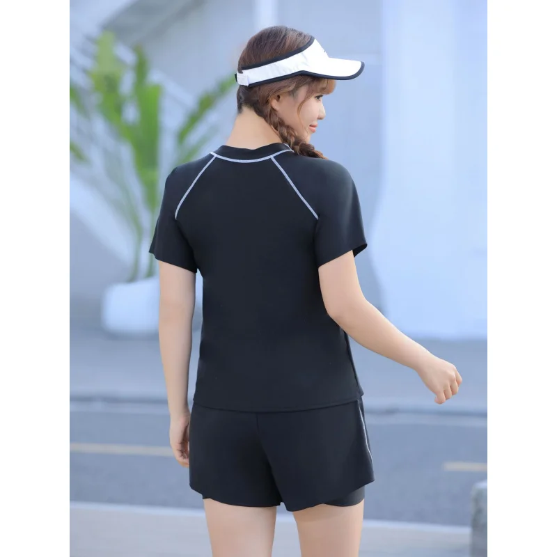 Minsu Plus Size Swimsuit for Women Summer 2025 New Cover-Up Slimming Conservative Boxer Briefs Two-Piece Student Fat MM Plus Siz