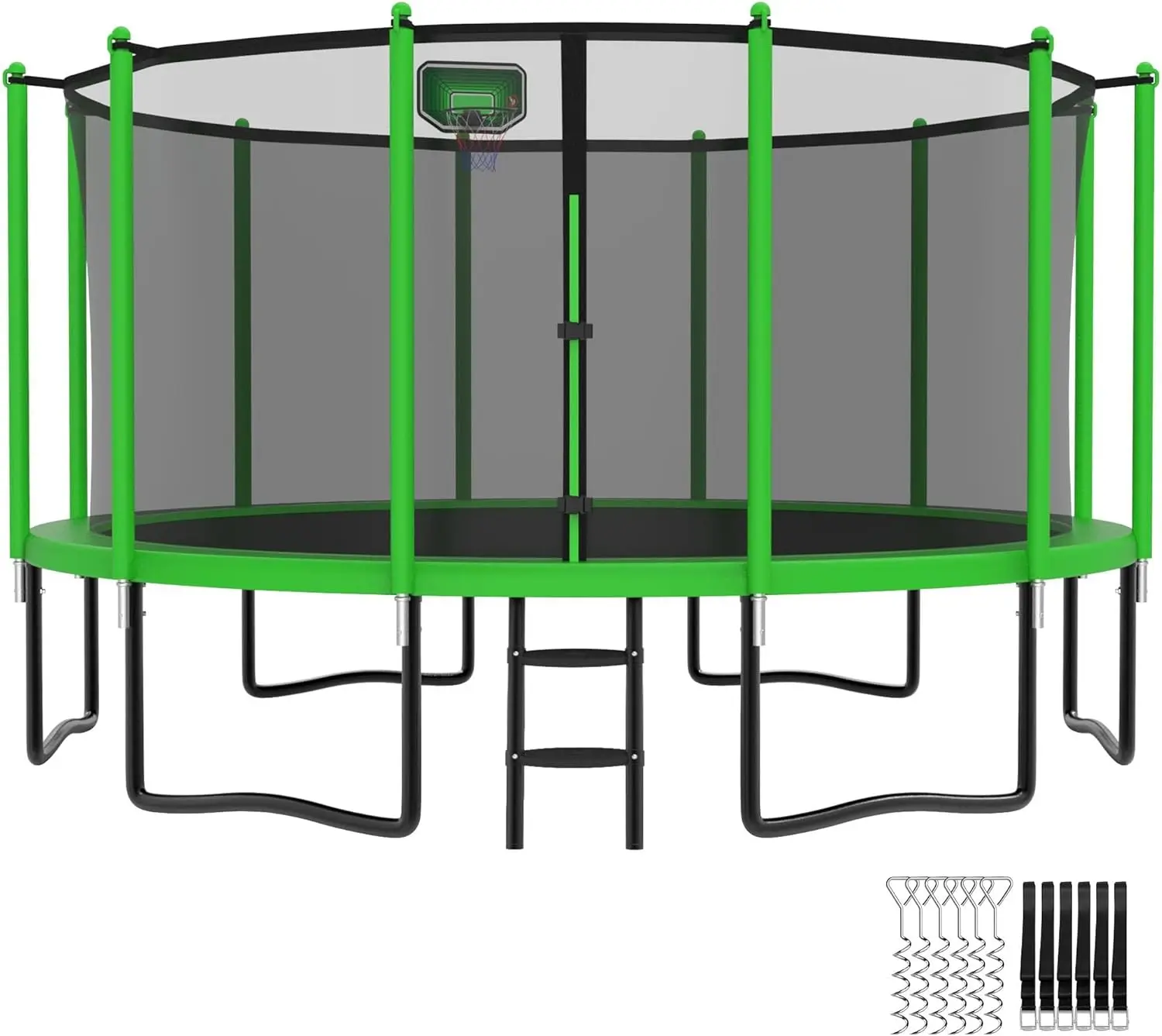 

Tranpoline 12FT Tranpoline для детей и взрослых 1500 фунтов Tranpoline с баскетбольным кольцом, сеткой для корпуса, зеленым