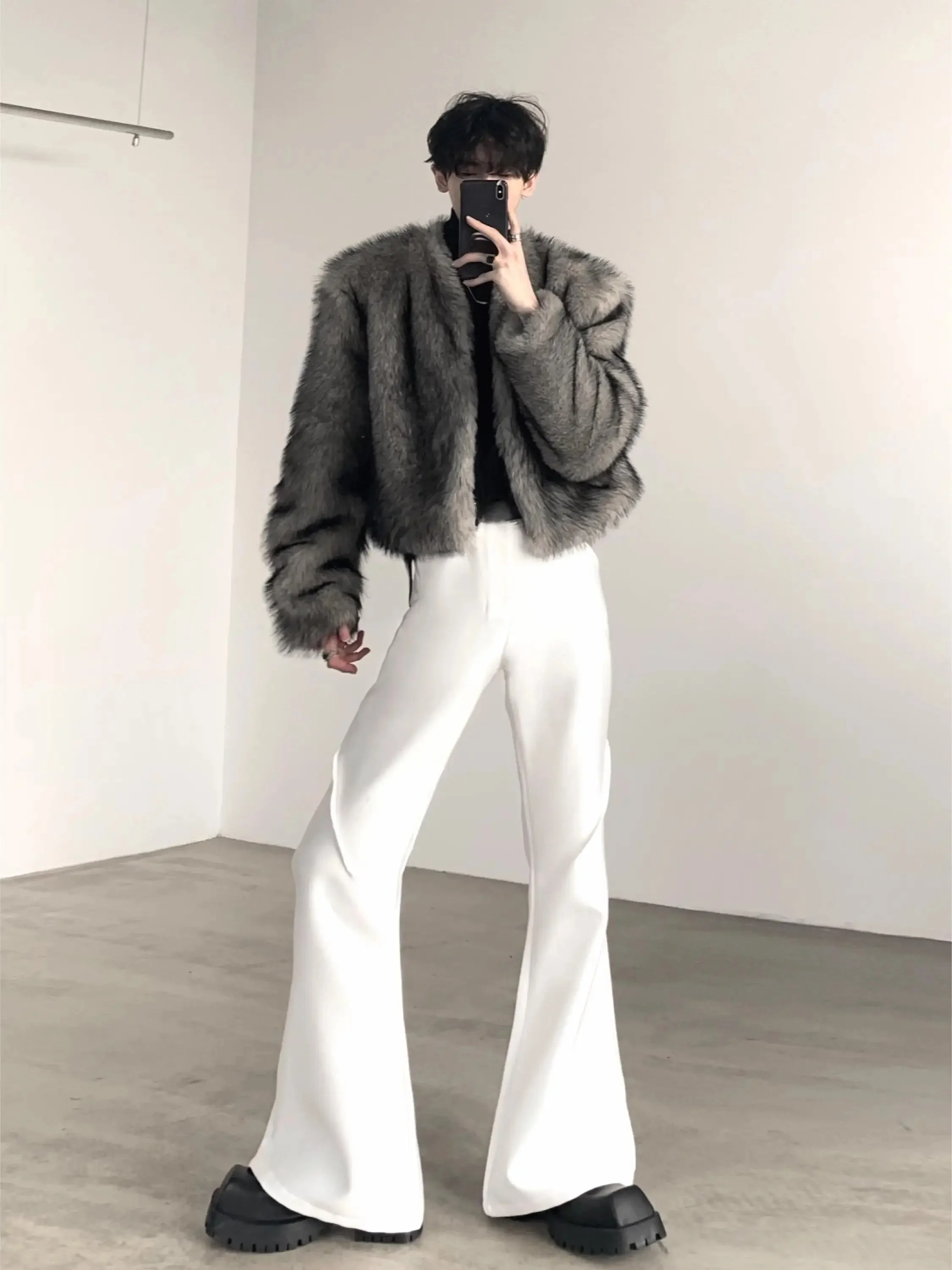 Moda Gri Kürk Ceket Erkek Yaka - Street Fashion High End incelemesi ve fiyatı