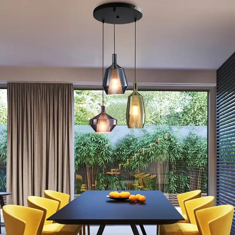 Nordic Colorful Irregular Glass Chandelier LED Modern Pendant Light for Home Decoration Bedside Kitchen Island Ceiling Lamp