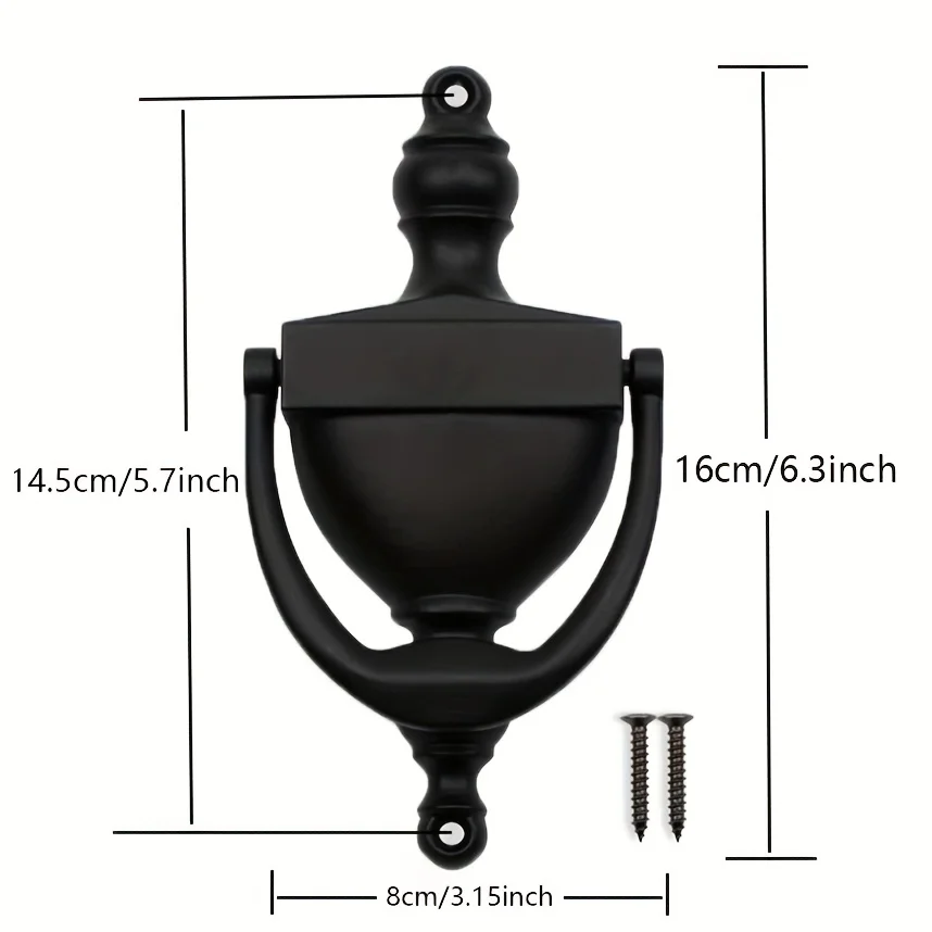 1 قطعة مطرقة الباب المجهزة، حلقة مطرقة عتيقة جديدة، مقبض باب ديكور المنزل العتيق، 6.3 بوصة × 3.15 بوصة × 0.51 بوصة، أسود، نيكل مصقول،