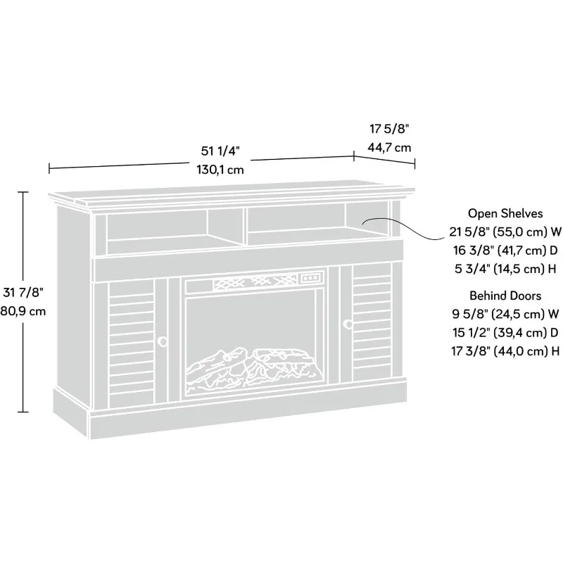 Wood Television Stands Entertainment Centers Media Fireplace, for TVs up to 60