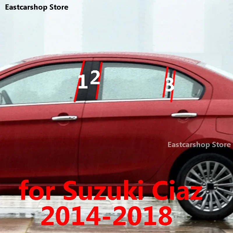 

For Suzuki Ciaz 2018 2017 2016 2015 2014 Car B C Pillar Middle Central Column PC Window Decoration Black Sticker Accessories