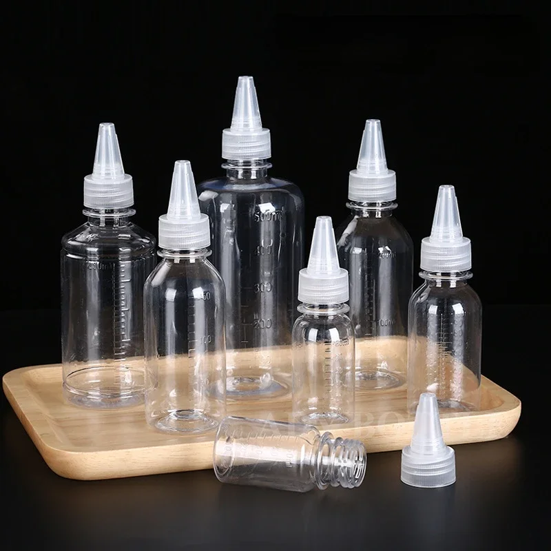 Transparent with Scale Plastic  Tip Bottle Paint Squeeze Drop Lotion Fish Medicine Liquid Bottle Empty Bottle