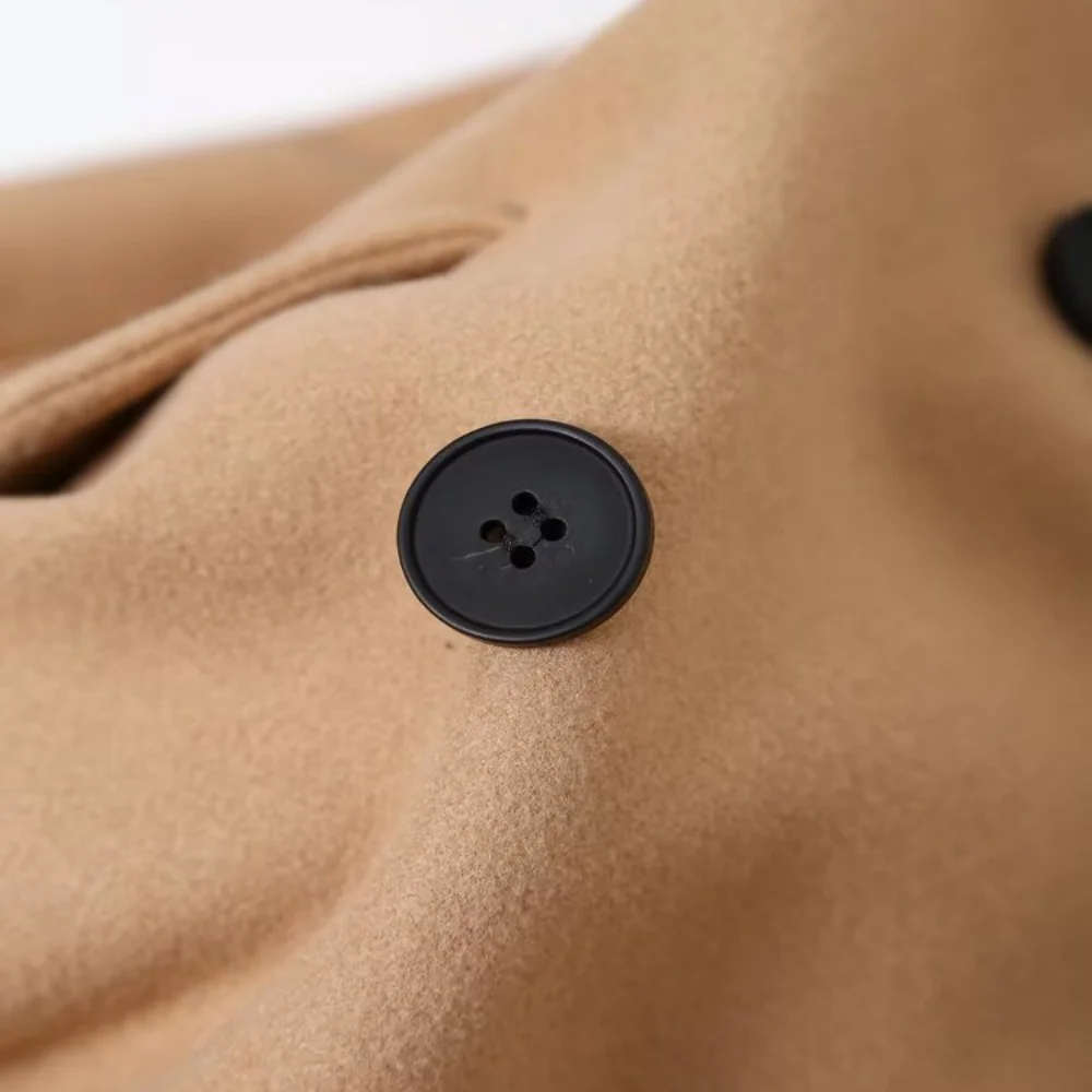 معطف نسائي فضفاض بياقة وأكمام طويلة وجيب بأزرار مزدوجة الصدر للخريف والشتاء معطف أنيق بنمط جديد #3