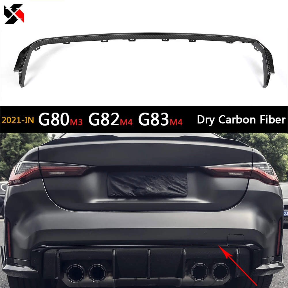 

3pcs Dry Carbon Fiber Rear Bumper Trim Diffuser Protector Strip For BMW M3 M4 G80 G82 G83 Sedan Coupe Convertible Car Styling