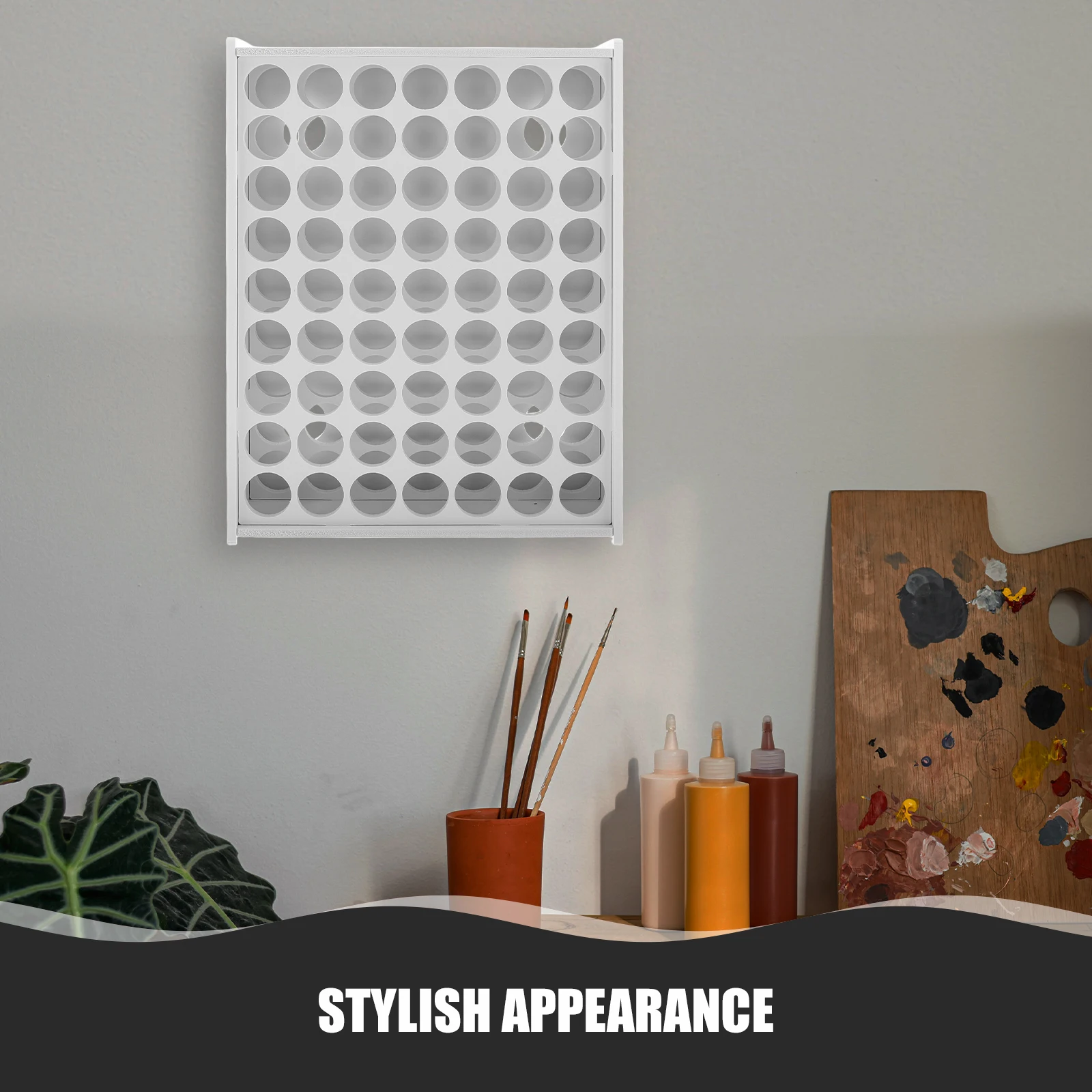 

Multifunctional Craft Paint Storage Rack Vertical Wall Mount Painting Organizer Durable Plastic Wall Paint Rack for Oil Pigments