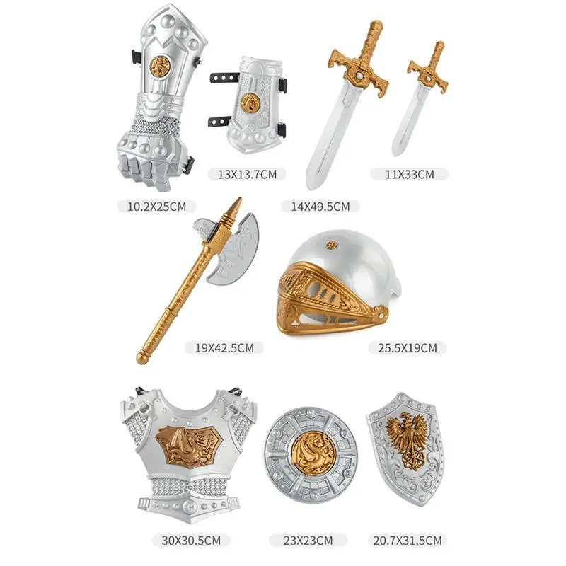 1 Set Children Knight Costume Kids Cosplay Party Clothing Swords Prop Costumes for role knight performance