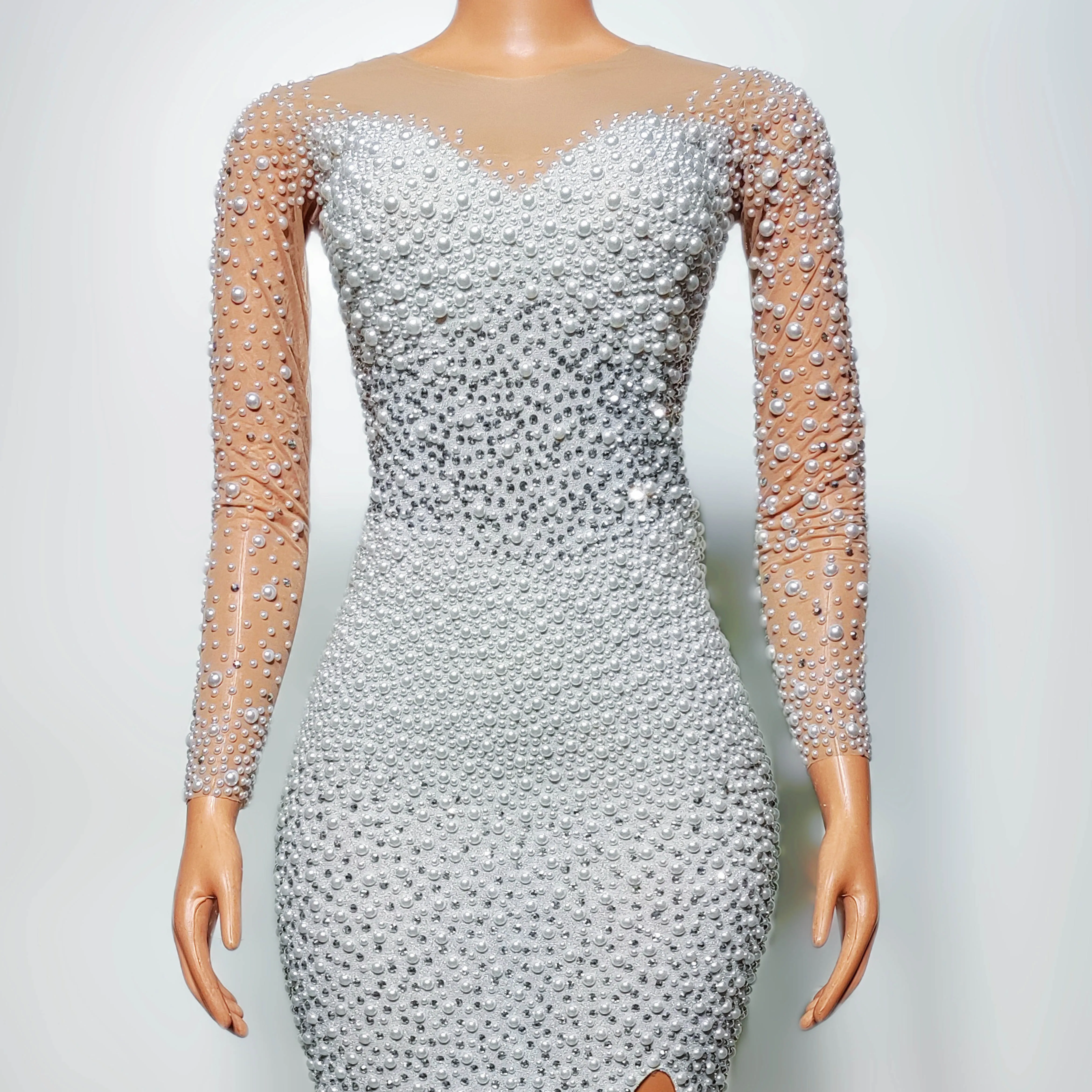 

2025 Luxury Birthday Dresses Pearl Rhinestone Gogo Dance Dress Nightclub Performance Costume Dancehall Queen Outfit Stage Wear