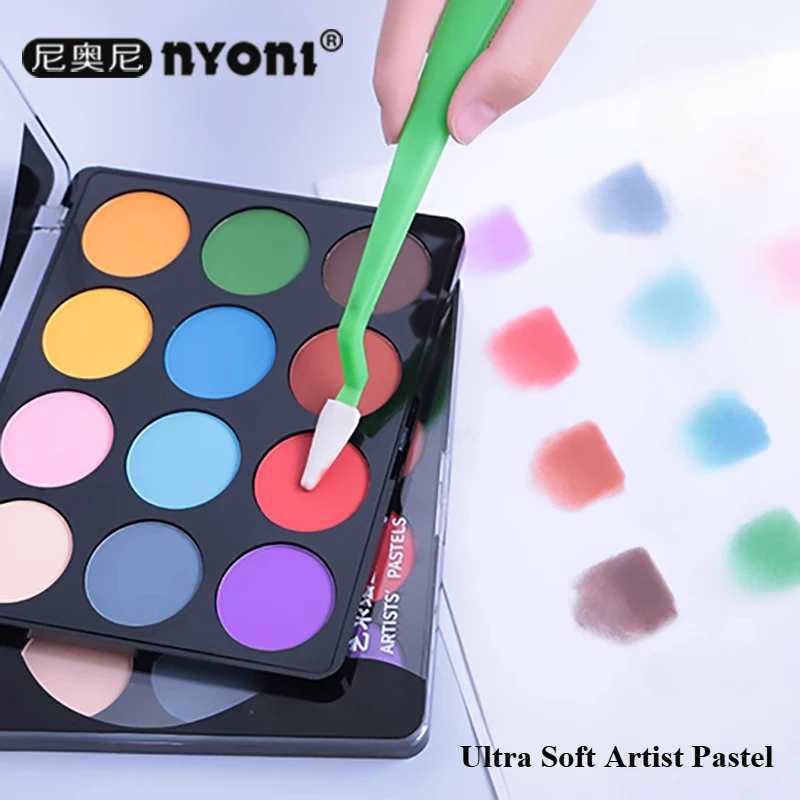 Nyoni Ultra Soft Artist Pastel 1/12 Color in A Pan Case Apply with Sofft Tools for The Best Results Painting Drawing Mixed Media