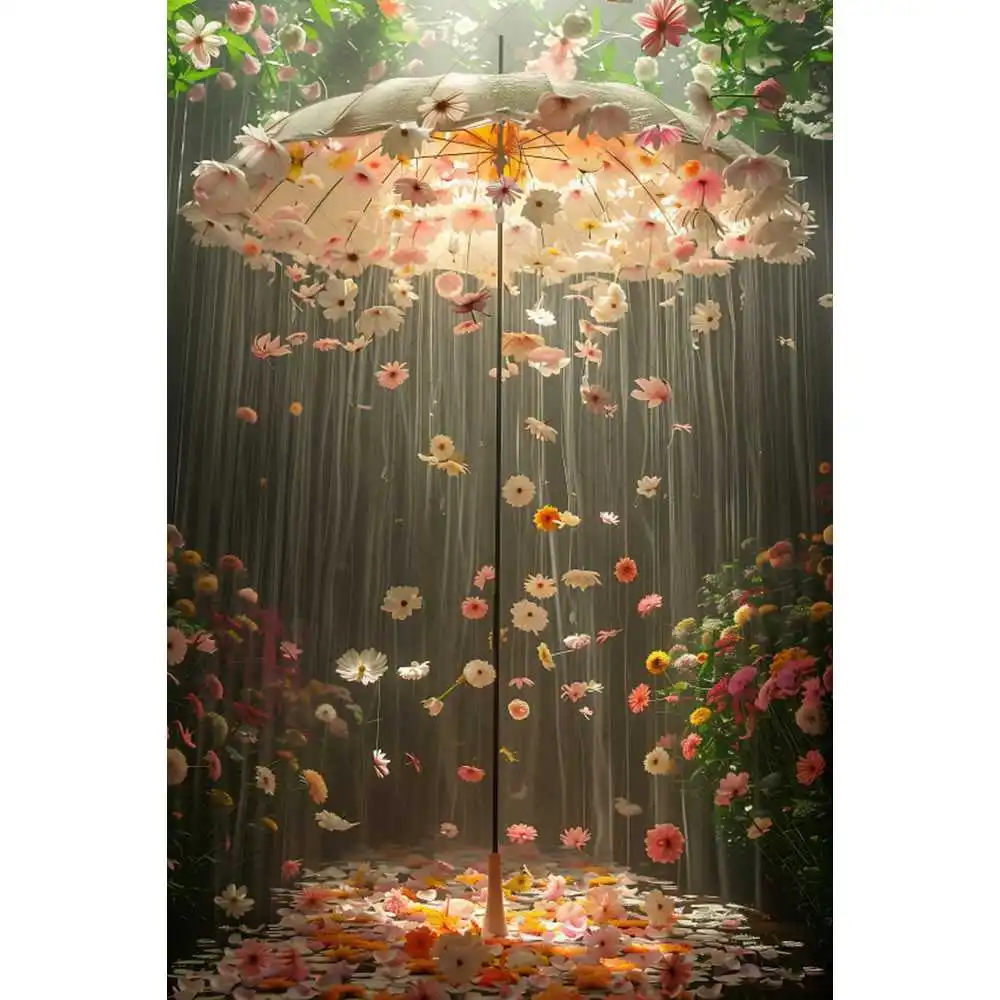 Beautiful Flower Umbrella Petals Photo Banner Girl Birthday Party Decoration Banner Baby Bath Photography Studio Supplies