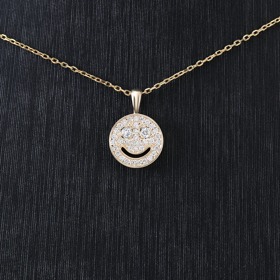 Provence Smile Pendant Necklace 10KGold D/VS1Lab Diamonds Hiphop style Fashion Street Party Necklace Personalized Custom