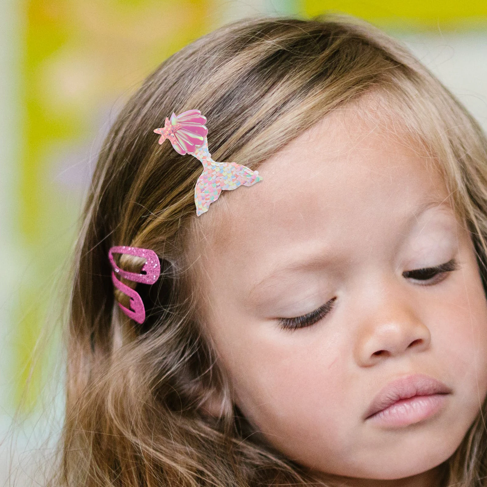 

5pcs Mermaid Tail Hairpin Cartoon Clips Accessories Girls Toddler Sparkling Sequins Child Friendly Hair Decorations