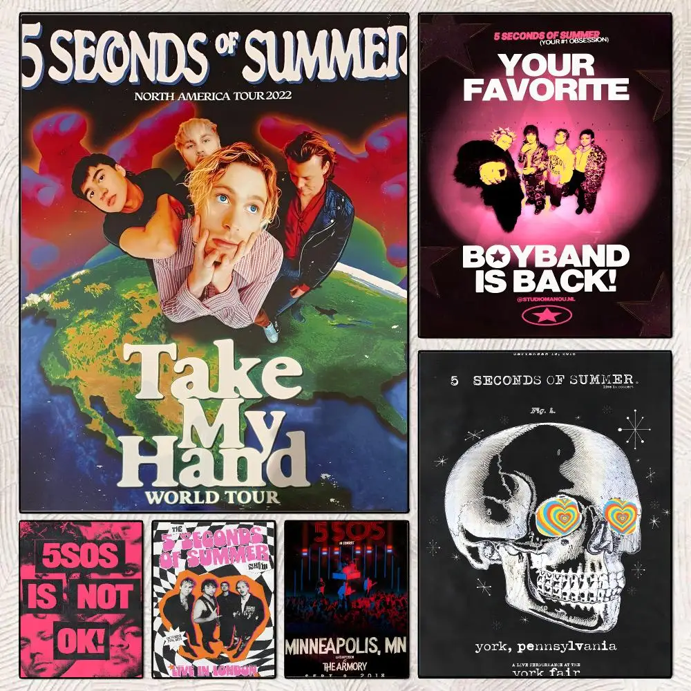 Rock Band 5 Seconds Of S-Summer Poster Decorative Wall Art Stickers Mural For Home Living Room Hallway Decor Gift