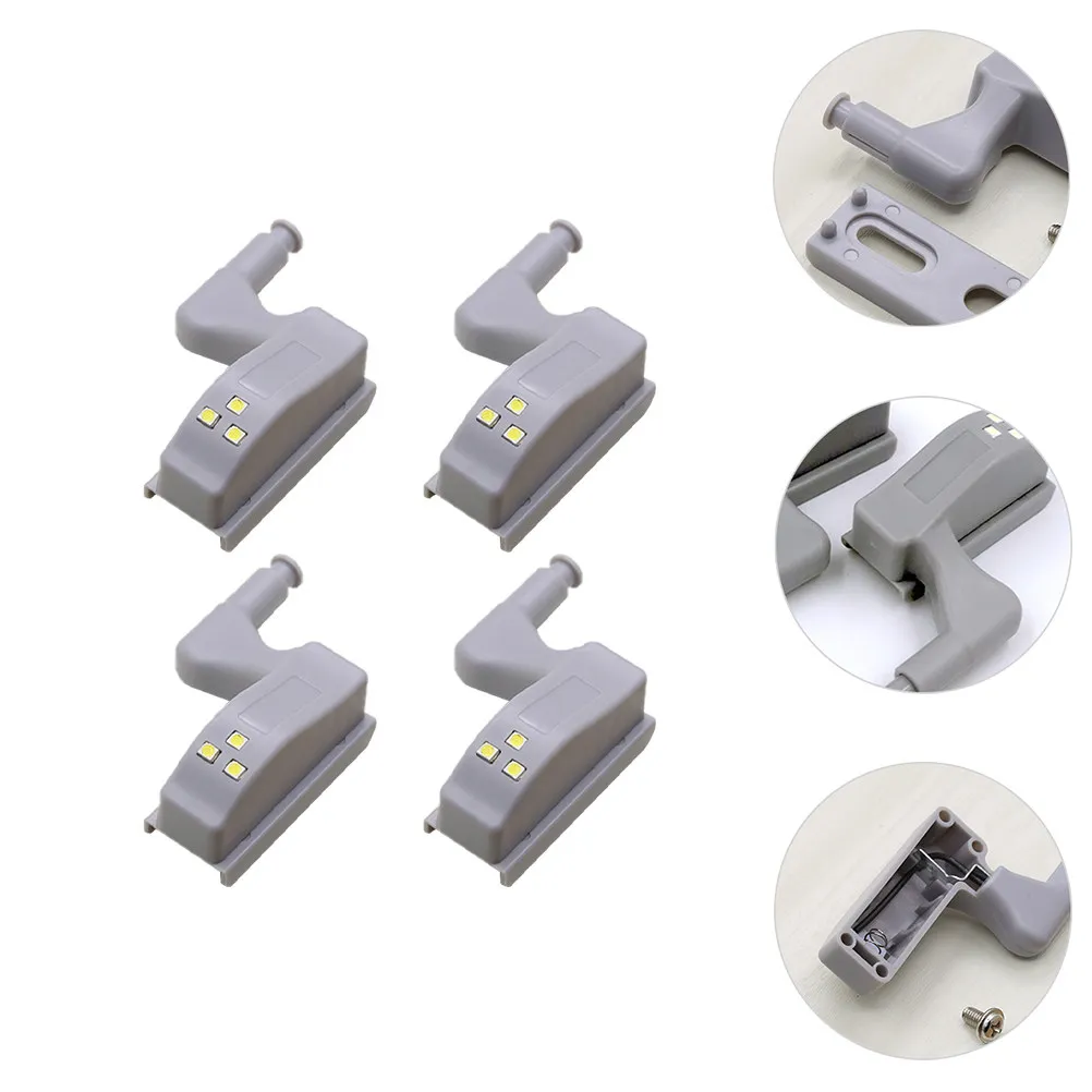 

4Pcs LED Hinge Lights for Cabinet Doors Cupboard Wardrobe Lighting Bright LED Illumination Strong ABS Build Easy Installation