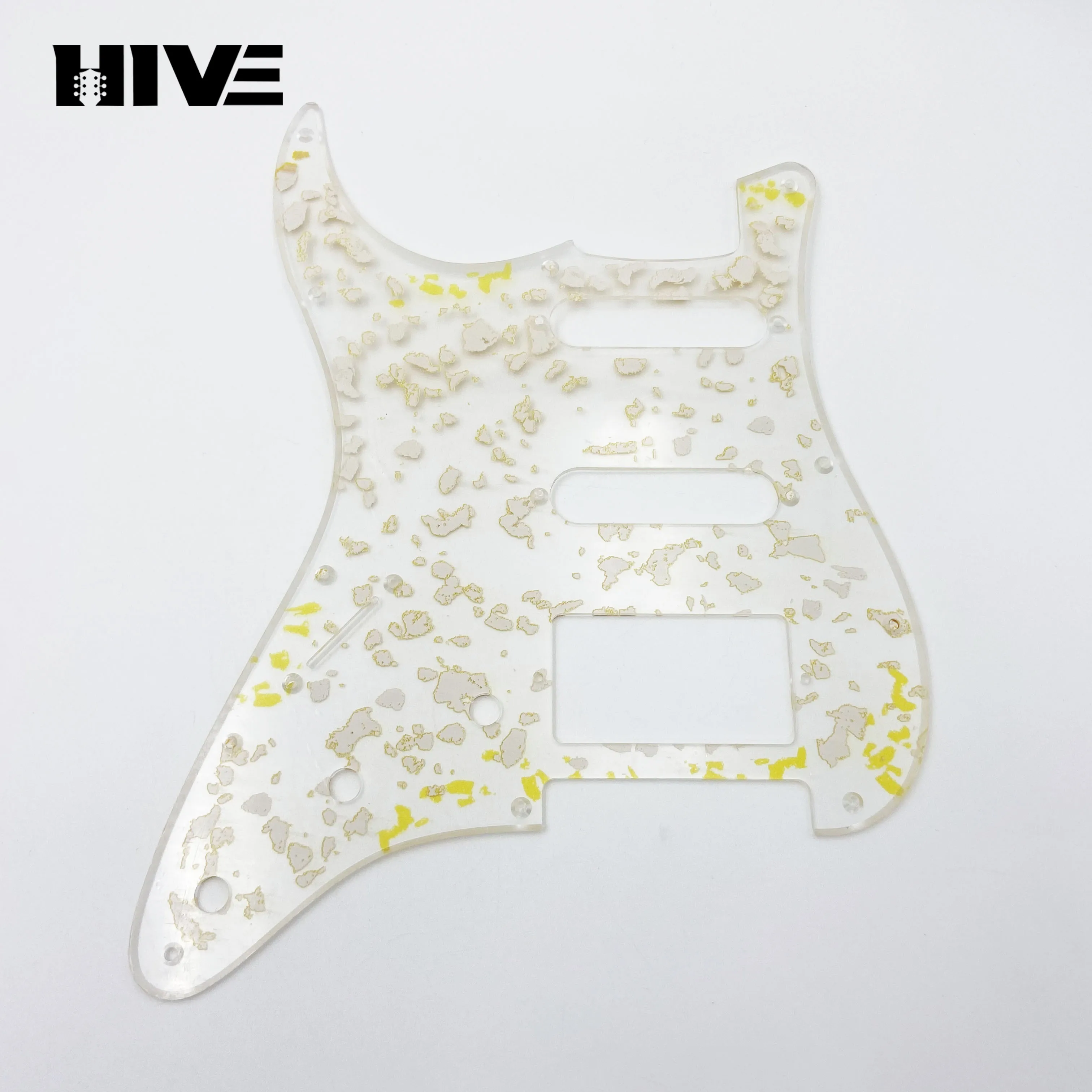 Gold Foil Acrylic Transparent Material Electric Guitar Protective Panel - ST/SQ Embossed Transparent Guitar Panel view 5