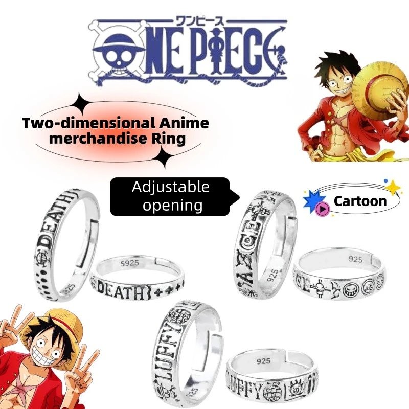 One Piece cartoon anime 2D peripheral creative alloy ring, Trazai Ace Fire Fist ring, cosplay Luffy fashion jewelry accessory